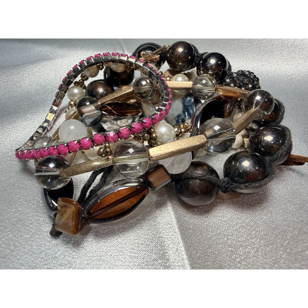 Boho Bracelet Lot Lava Stone Diffuser Beaded Stretch Stack Mixed 8pc Set Y2K